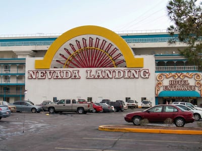 Blue side hotel entrance